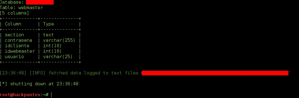Ataques SQL injection contra Bases de Datos mediante SQLmap