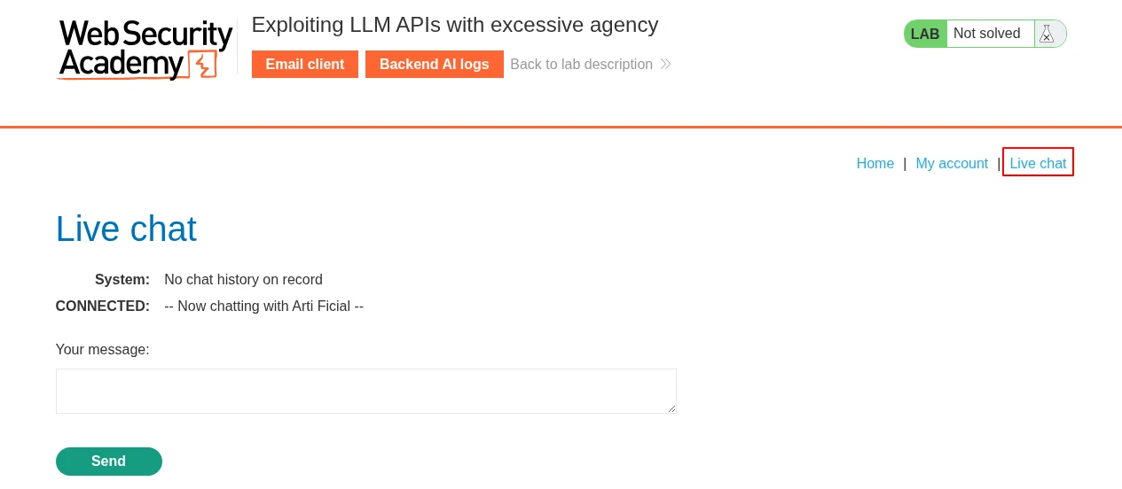 PortSwigger Labs - Exploiting LLM APIs with Excessive Agency