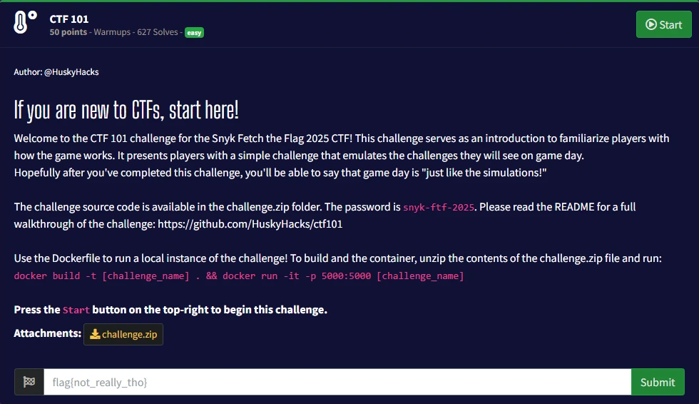 Snyk Fetch The Flag - CTF 101