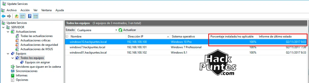 WSUS (Windows Server Update Services): Reportes y uso - Parte III